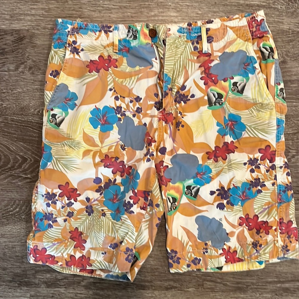 Men’s Multi-color Tropical Floral, Flat Front Shorts